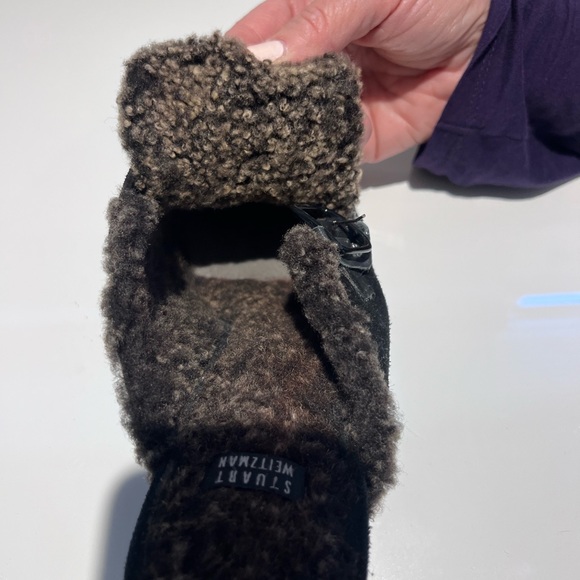 Stuart Weitzman fleece lined black suede mule. - Picture 6 of 7